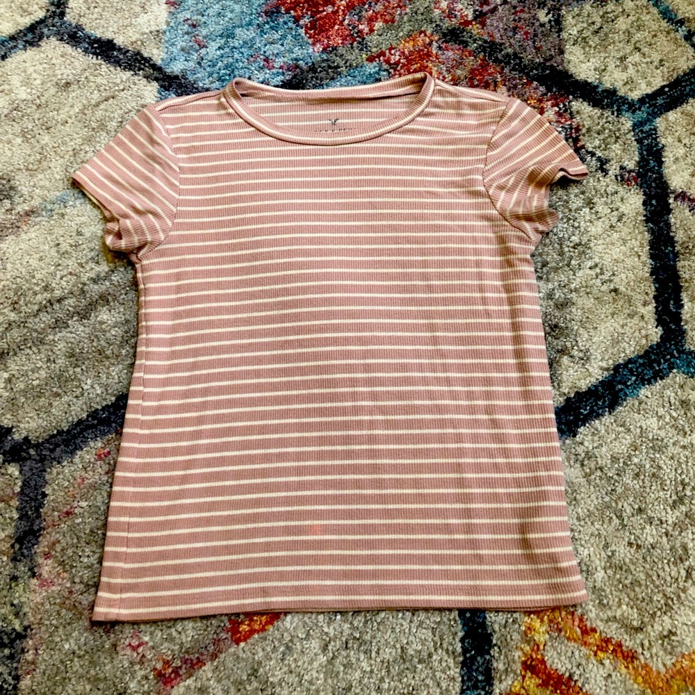 Pink/white striped tee